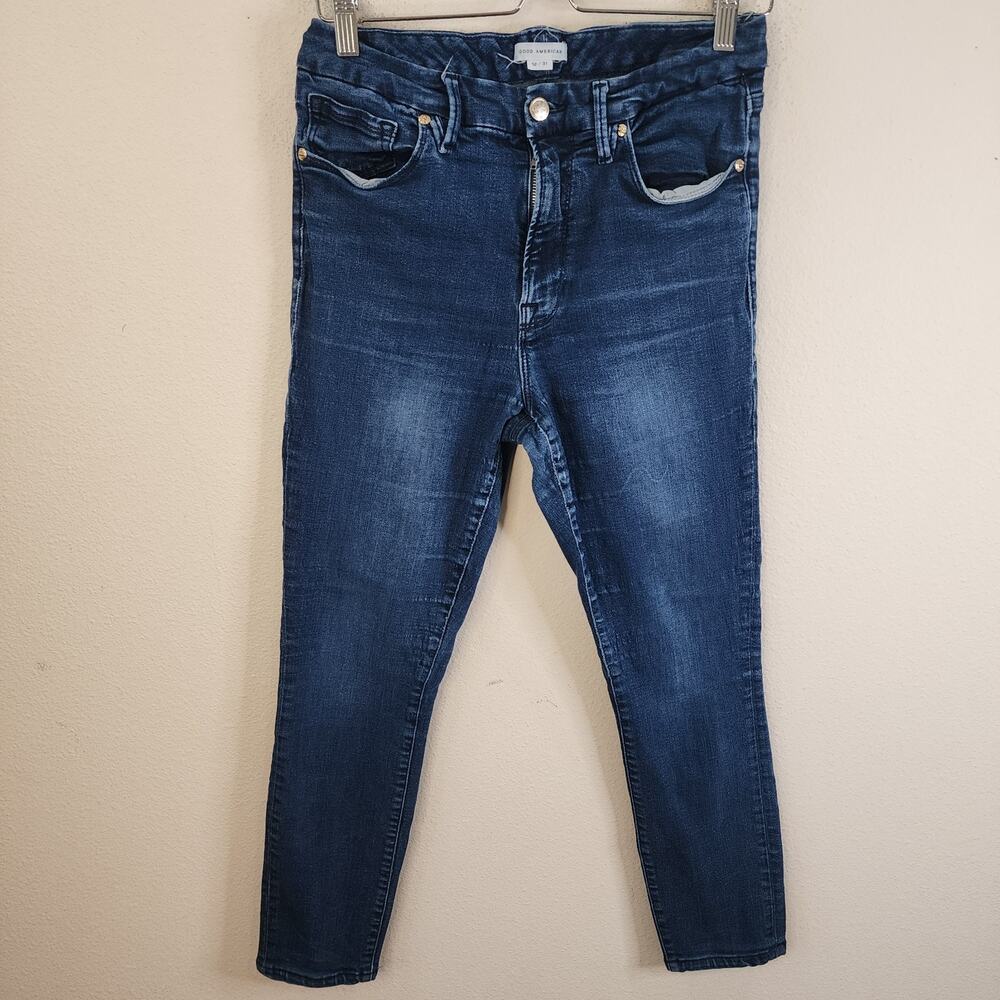 Good American Jeans Women's Size 12 Good Legs Skinny Cropped Denim Blue Jeans